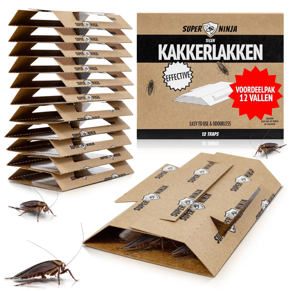 Super Ninja kakkerlakkenval, verpakking met 12 vallen