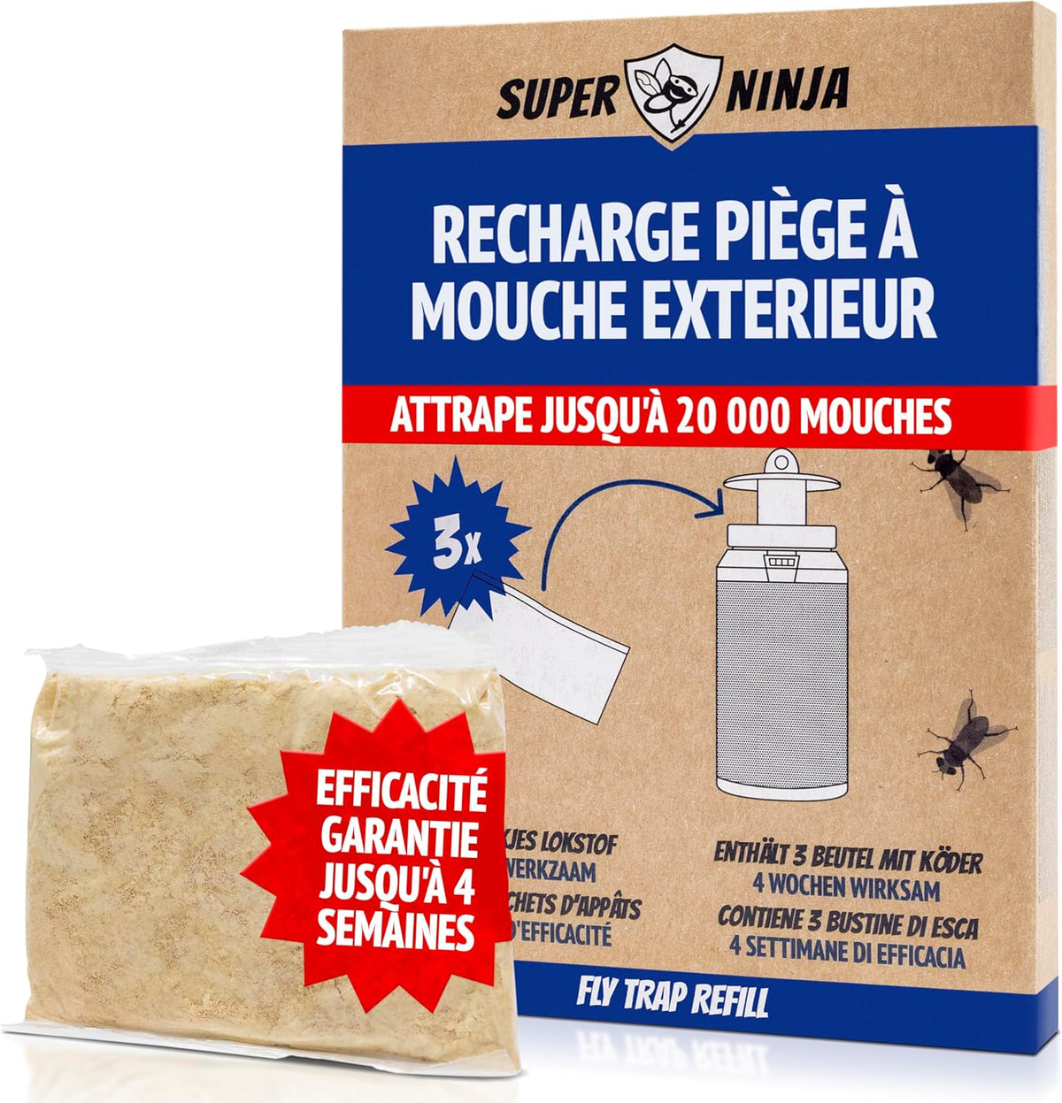 Superninja Recharges solubles de piège à Mouches extérieur