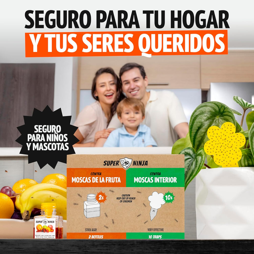 Super Ninja Pegatinas Amarillas y Trampa para Moscas de la Fruta