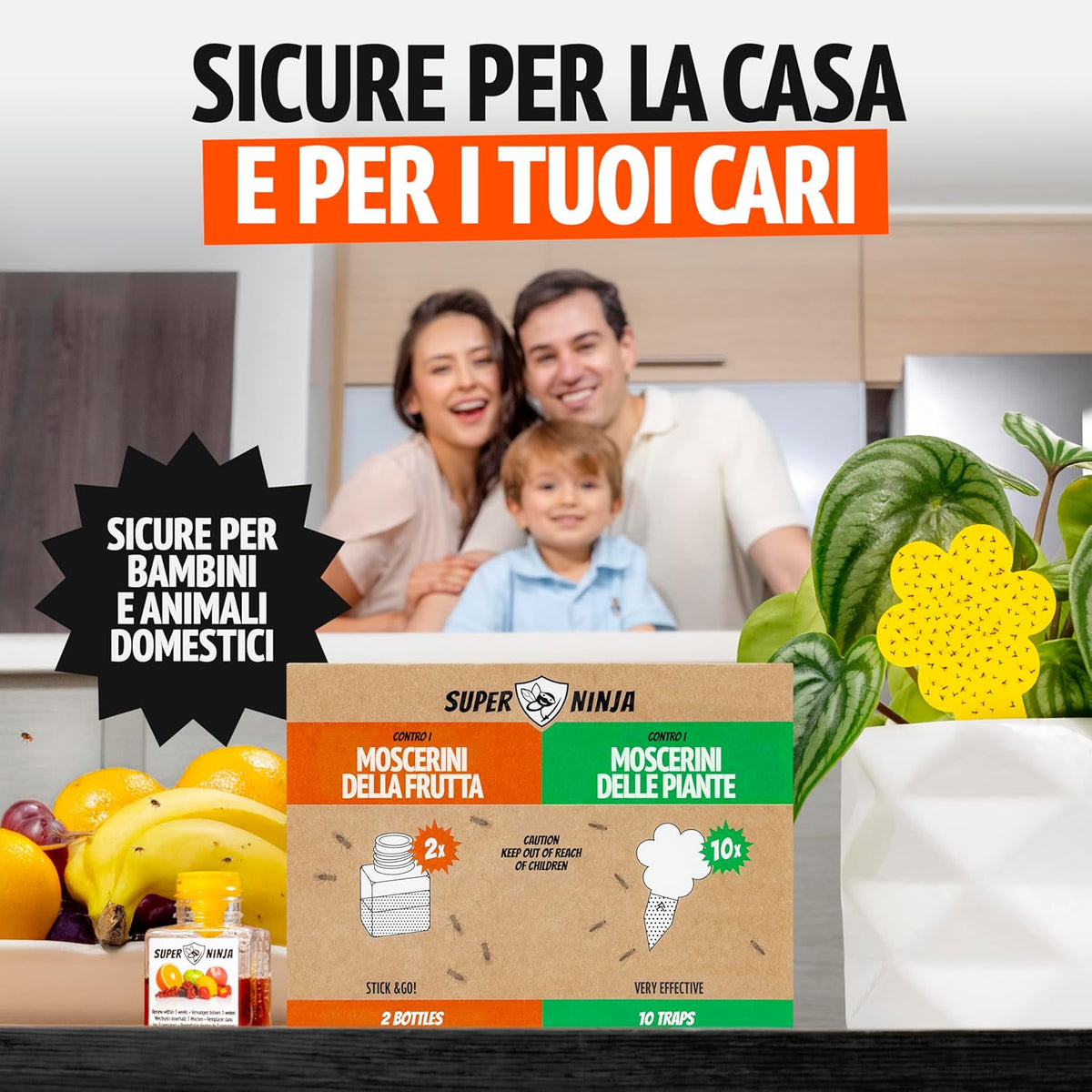 Pacchetto combinato Super Ninja contro moscerini della frutta e moscerini piante