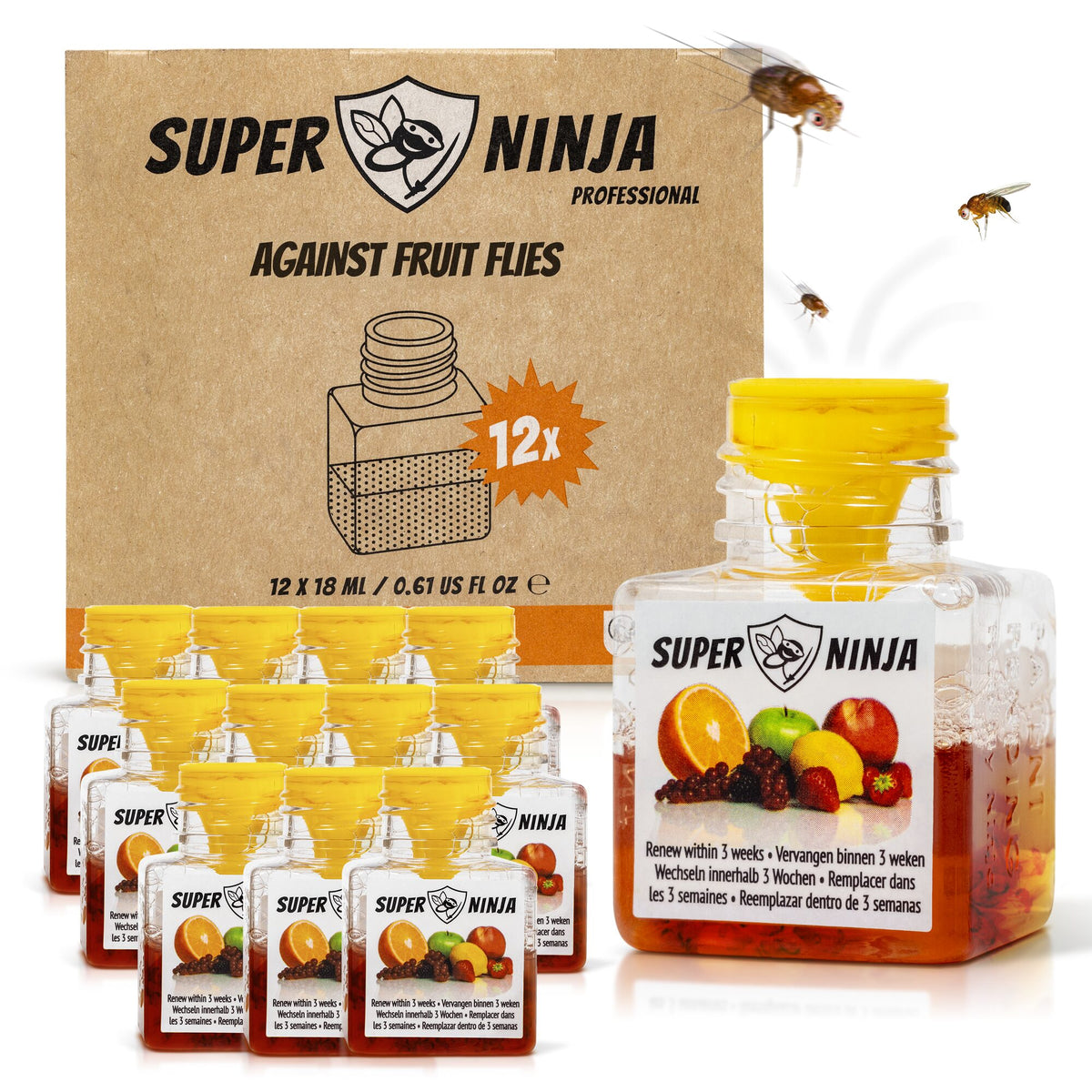 Trappola per moscerini della frutta Super Ninja, confezione convenienza da 12