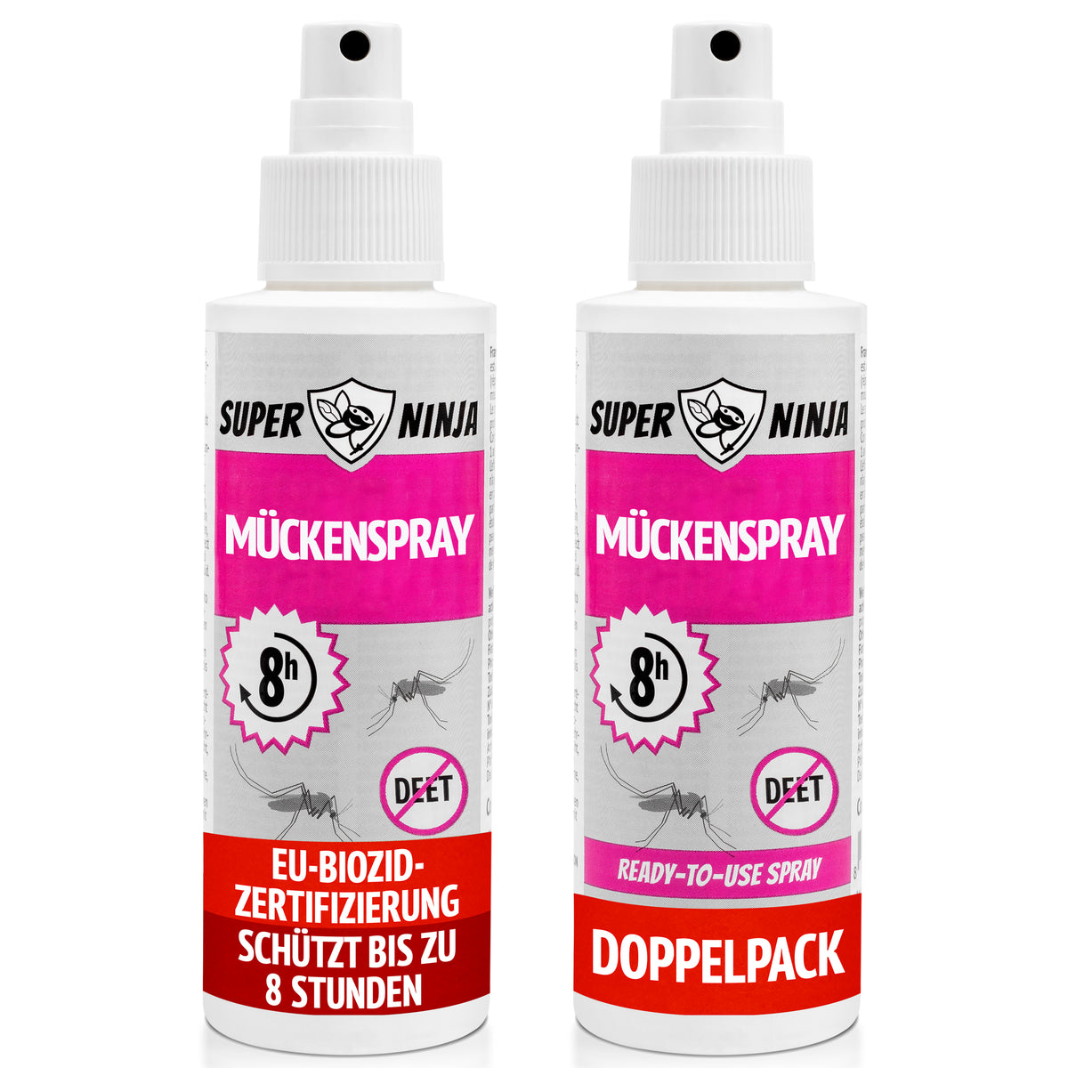 Twee flessen Super Ninja muggen- en tekenspray, voordeelverpakking